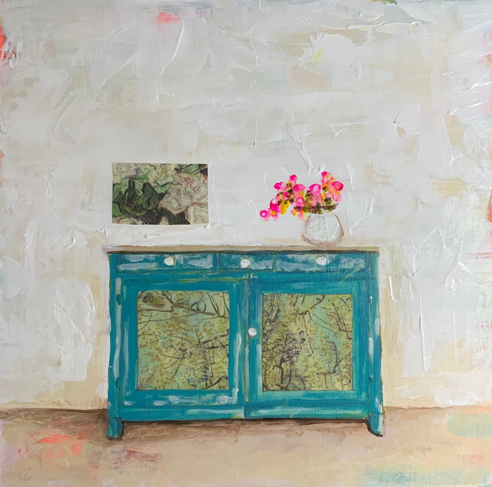 Sylvie Lajoie Oeuvre original - Peinture 12x12 Le bahut de l'artiste