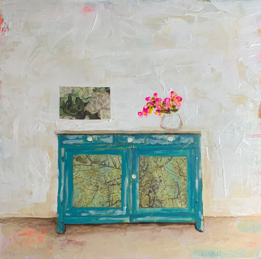 Sylvie Lajoie Oeuvre original - Peinture 12x12 Le bahut de l'artiste