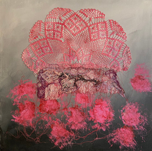Sylvie Lajoie Oeuvre original - Techniques mixtes 24x24 La vie en rose