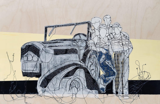 Sylvie Lajoie Oeuvre original - Techniques mixtes 12x18 La voiture