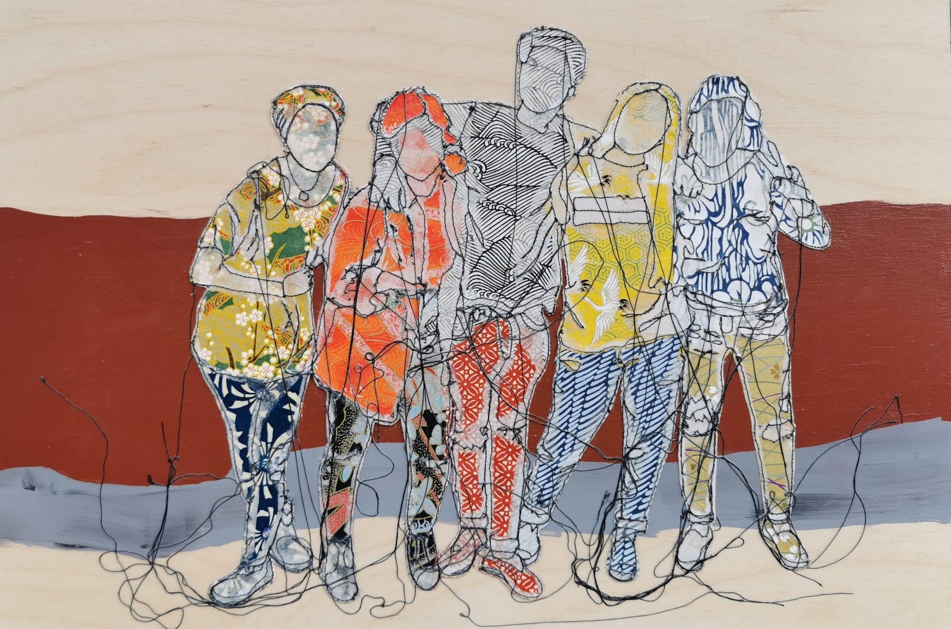 Sylvie Lajoie Oeuvre original - Techniques mixtes 12x18 Les étudiants