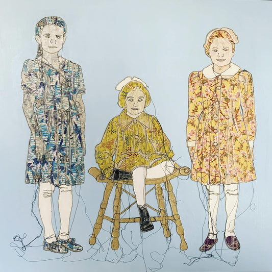 Sylvie Lajoie Oeuvre original - Techniques mixtes 36x36 Les jeunes filles sages