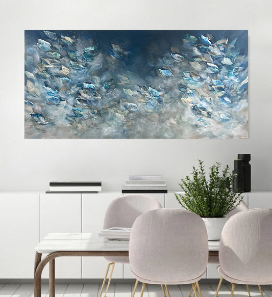 Vé Boisvert Oeuvre original - Peinture 30x60 Méditation océanique