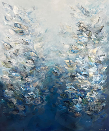 Vé Boisvert Oeuvre original - Peinture 48x40 Nager avec les dauphins