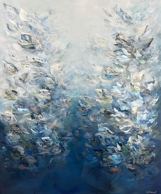 Vé Boisvert Oeuvre original - Peinture 48x40 Nager avec les dauphins