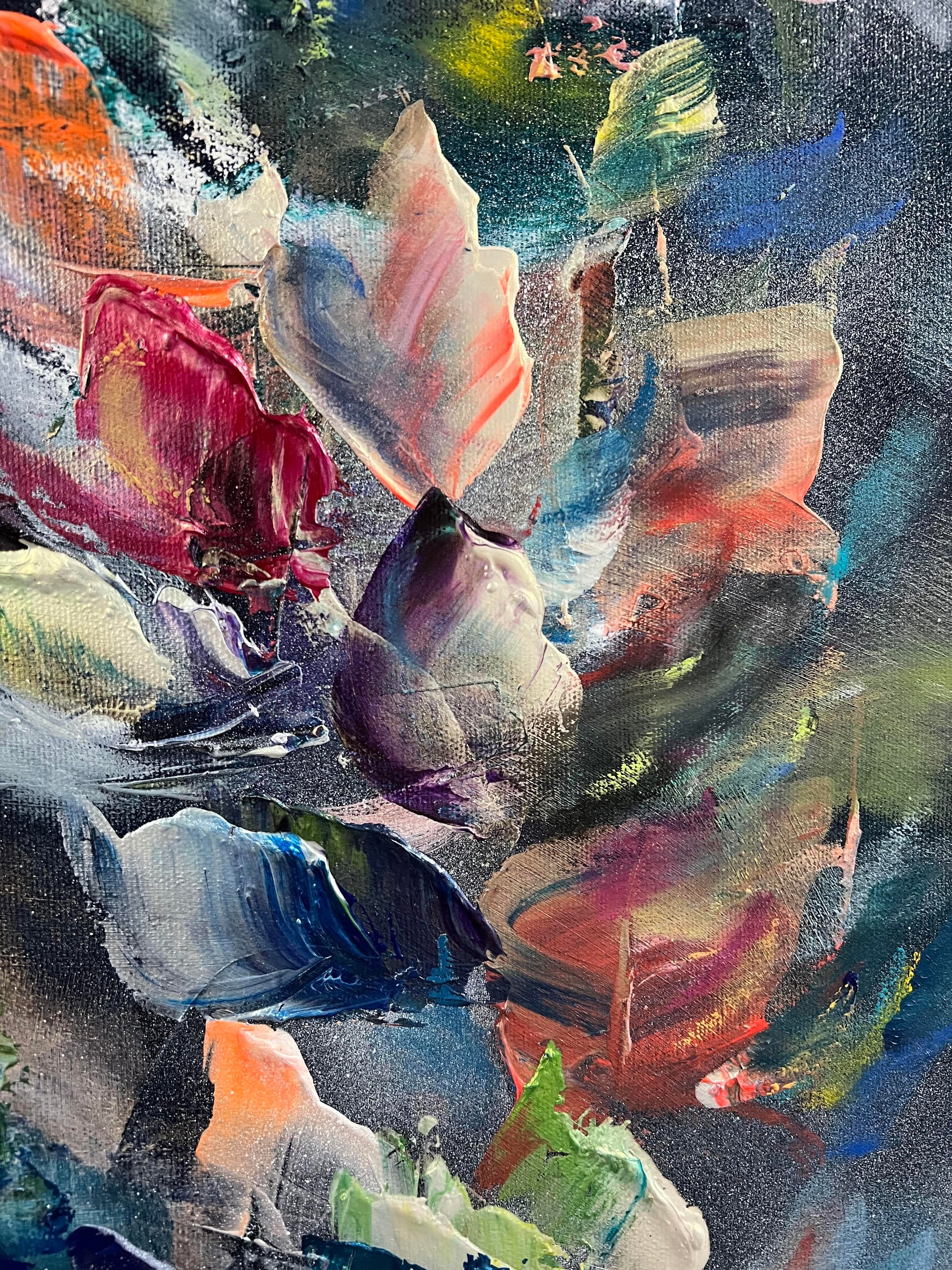 Vé Boisvert Oeuvre original - Peinture 36x60 Poésie des fonds marins