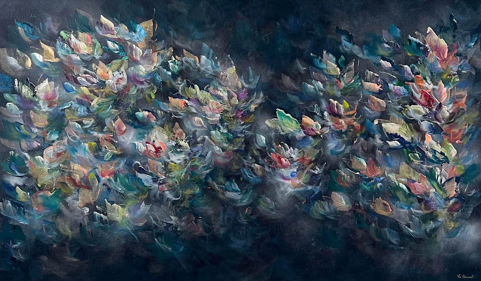 Vé Boisvert Oeuvre original - Peinture 36x60 Poésie des fonds marins