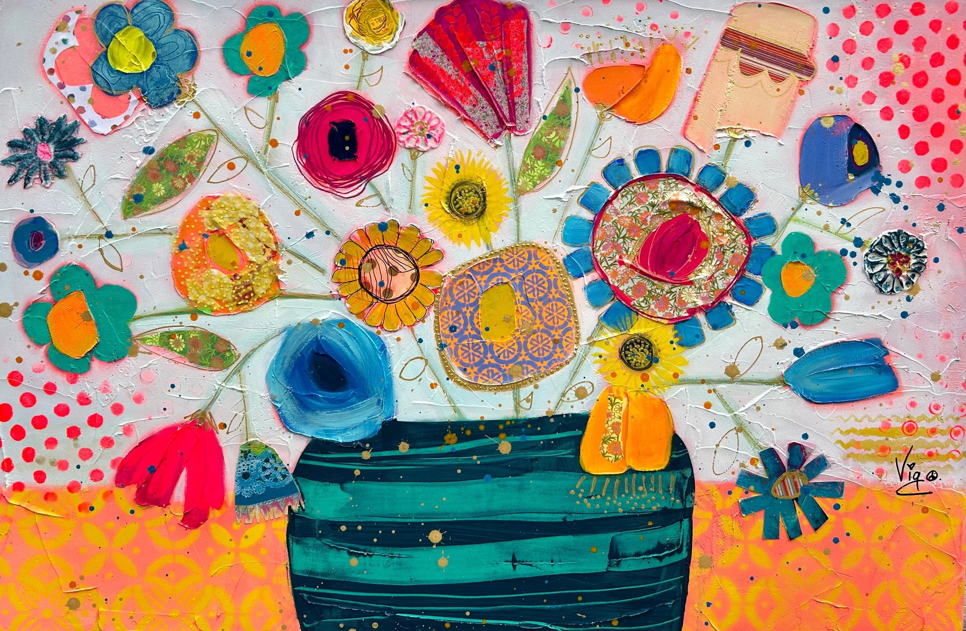 Vigo Oeuvre original - Peinture 24x36 Ode to my Family