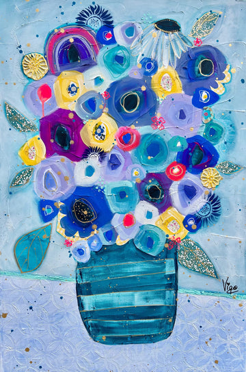 Vigo Oeuvre original - Peinture 36x24 Quelque chose de bleu