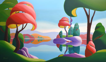 Bärbel Smith Oeuvre original - Peinture 36x60 Day at the Lake