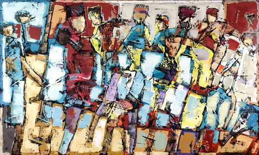 Bauçan Oeuvre original - Peinture 36x60 Un orchestre de lumière et de passion