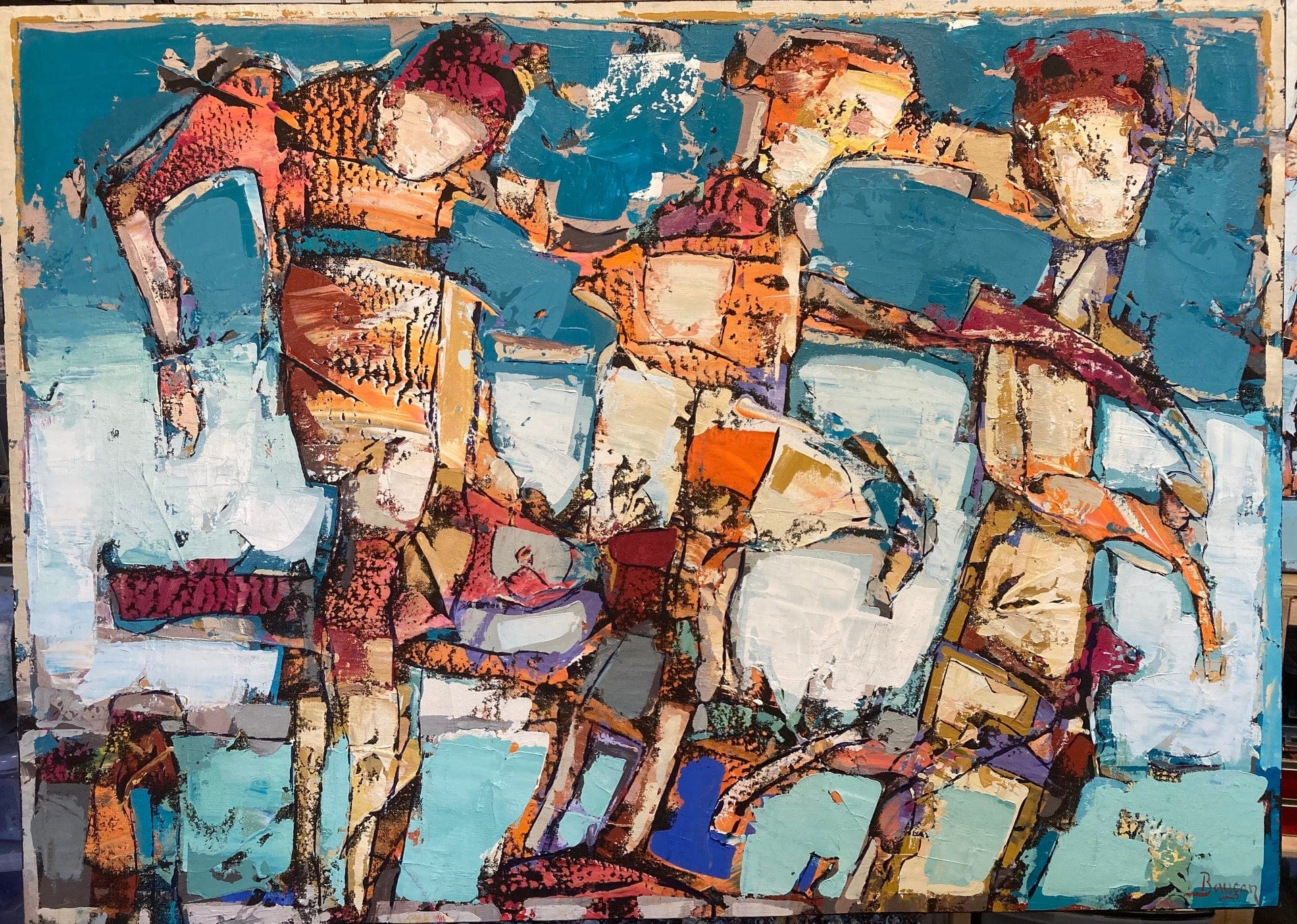 Bauçan Oeuvre original - Peinture 32x44 Une fille enjouée met la flamme au coeur de ceux qu'elle croise