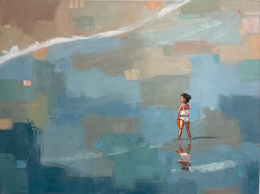 Bethany Harper Williams Oeuvre original - Peinture 36x48 Little Beach Girl