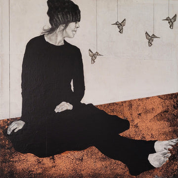 Beverley Hawksley Oeuvre original - Peinture 16x16 Connecting Threads