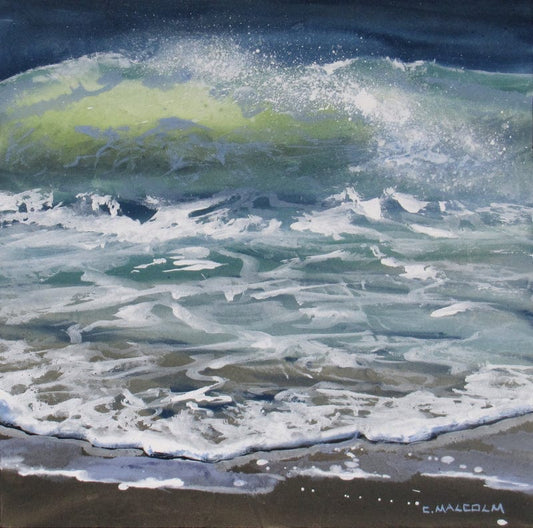 Carole Malcolm Oeuvre original - Peinture 12x12 Shoreline Study 00224
