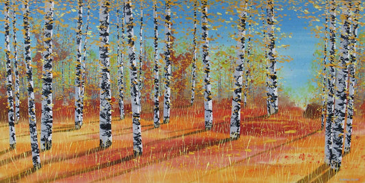 Carole Malcolm Oeuvre original - Peinture 36x72 Treescape 02425