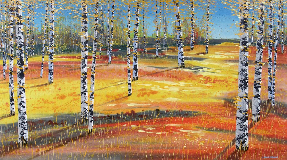 Carole Malcolm Oeuvre original - Peinture 40x72 Treescape 02625