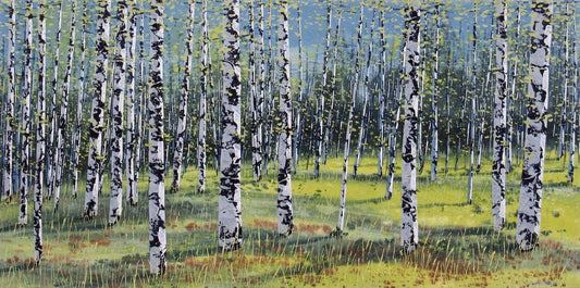 Carole Malcolm Oeuvre original - Peinture 30x60 Treescape 09222