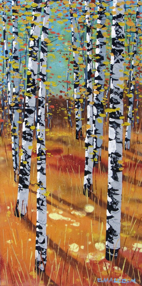 Carole Malcolm Oeuvre original - Peinture 16x8 Treescape 12724