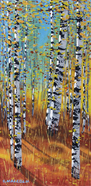 Carole Malcolm Oeuvre original - Peinture 16x8 Treescape 12824