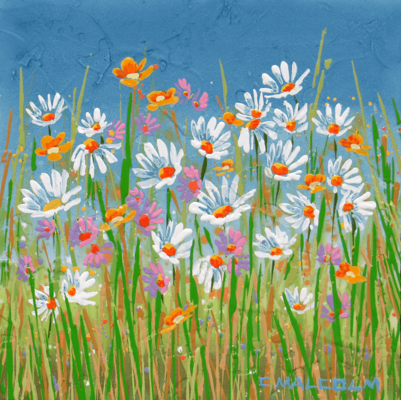 Carole Malcolm Oeuvre original - Peinture 8x8 Wildflowers 01023
