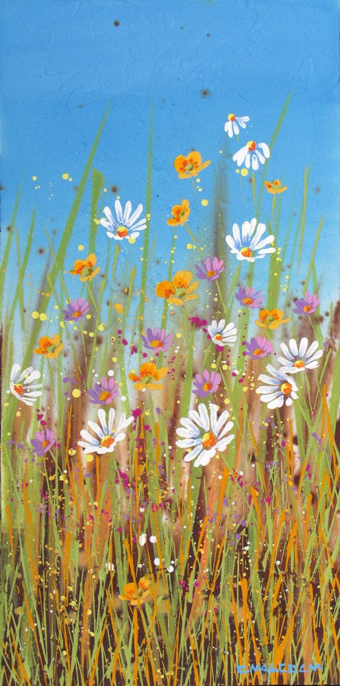 Carole Malcolm Oeuvre original - Peinture 16x8 Wildflowers w04824