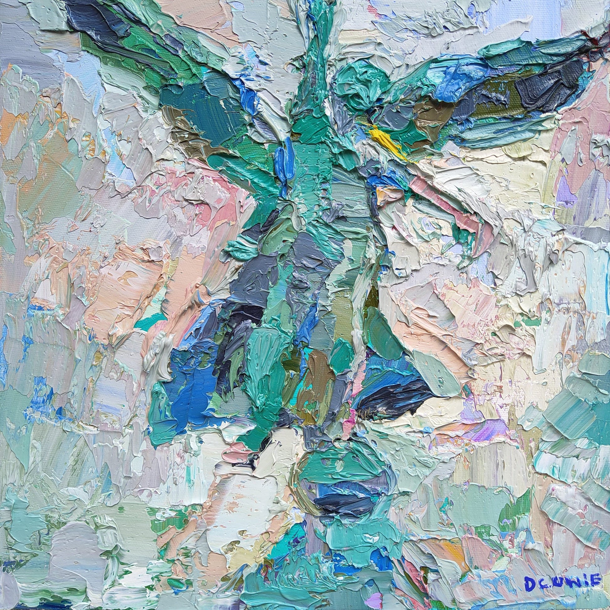 Dana Cowie Oeuvre original - Peinture 12x12 Angel Monument To Sir Georges Etienne Cartier