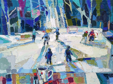 Dana Cowie Oeuvre original - Peinture 36x48 Backyard Rink