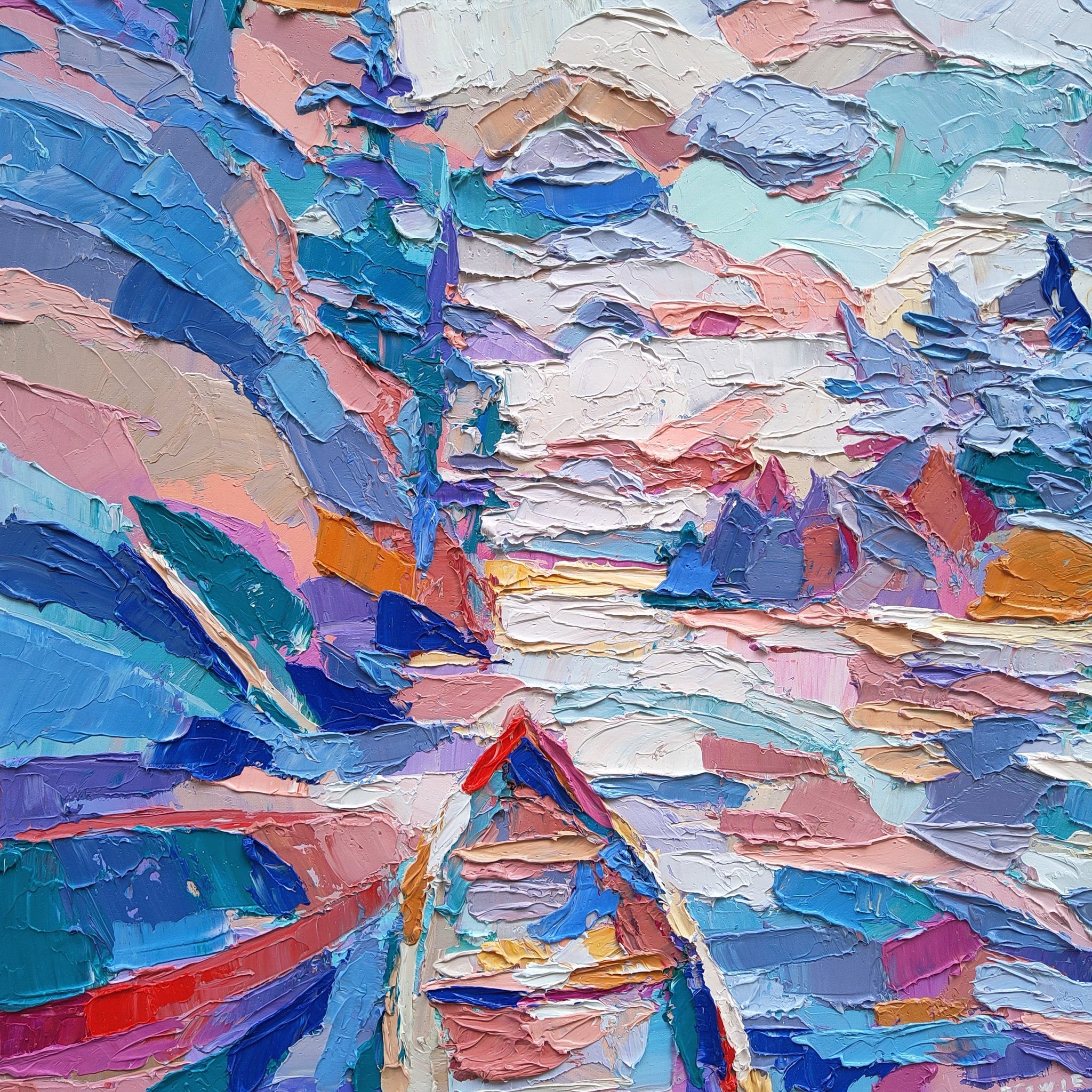 Dana Cowie Oeuvre original - Peinture 20x20 Canoe Tripping