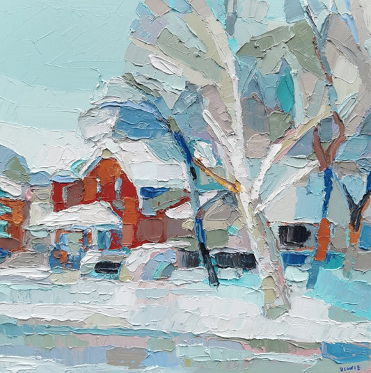 Dana Cowie Oeuvre original - Peinture 24x24 First Snow