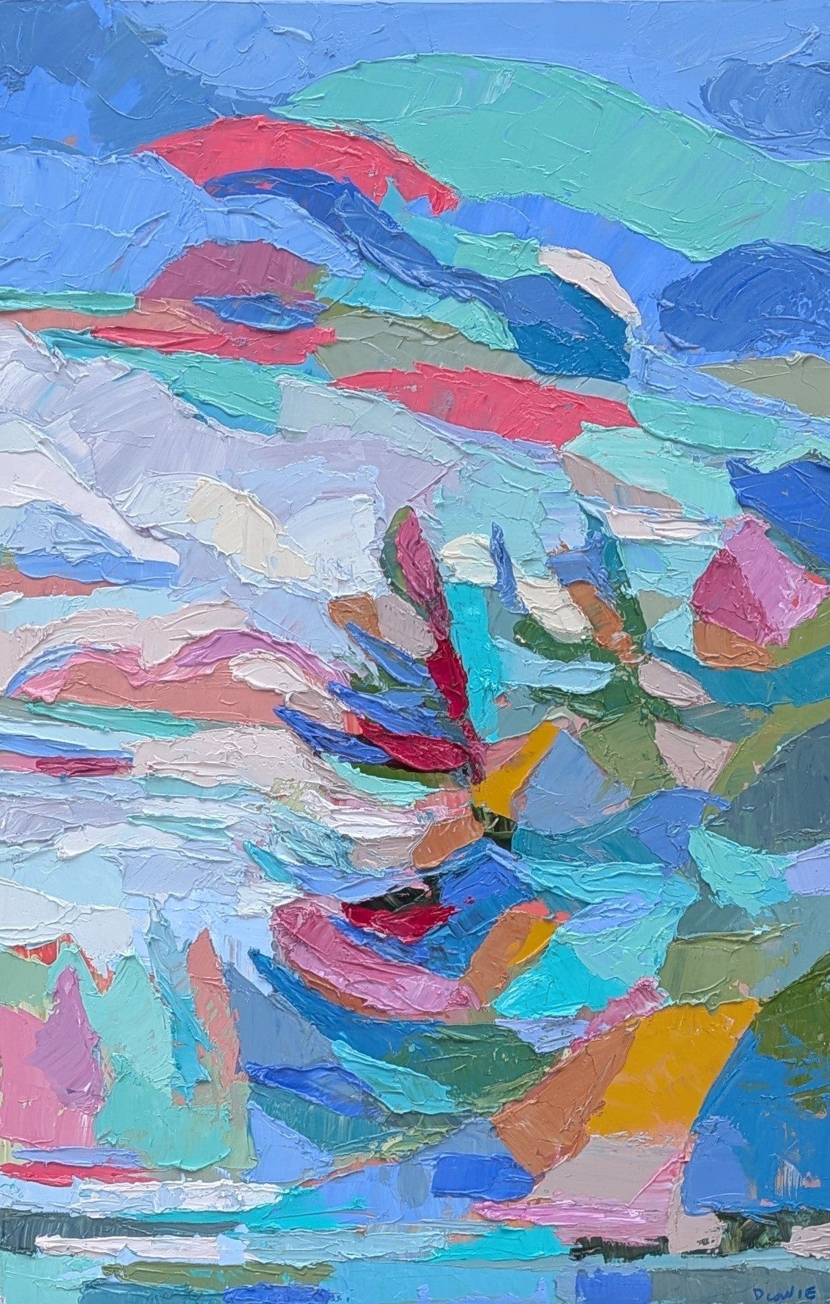 Dana Cowie Oeuvre original - Peinture 30x20 Technicolour 3