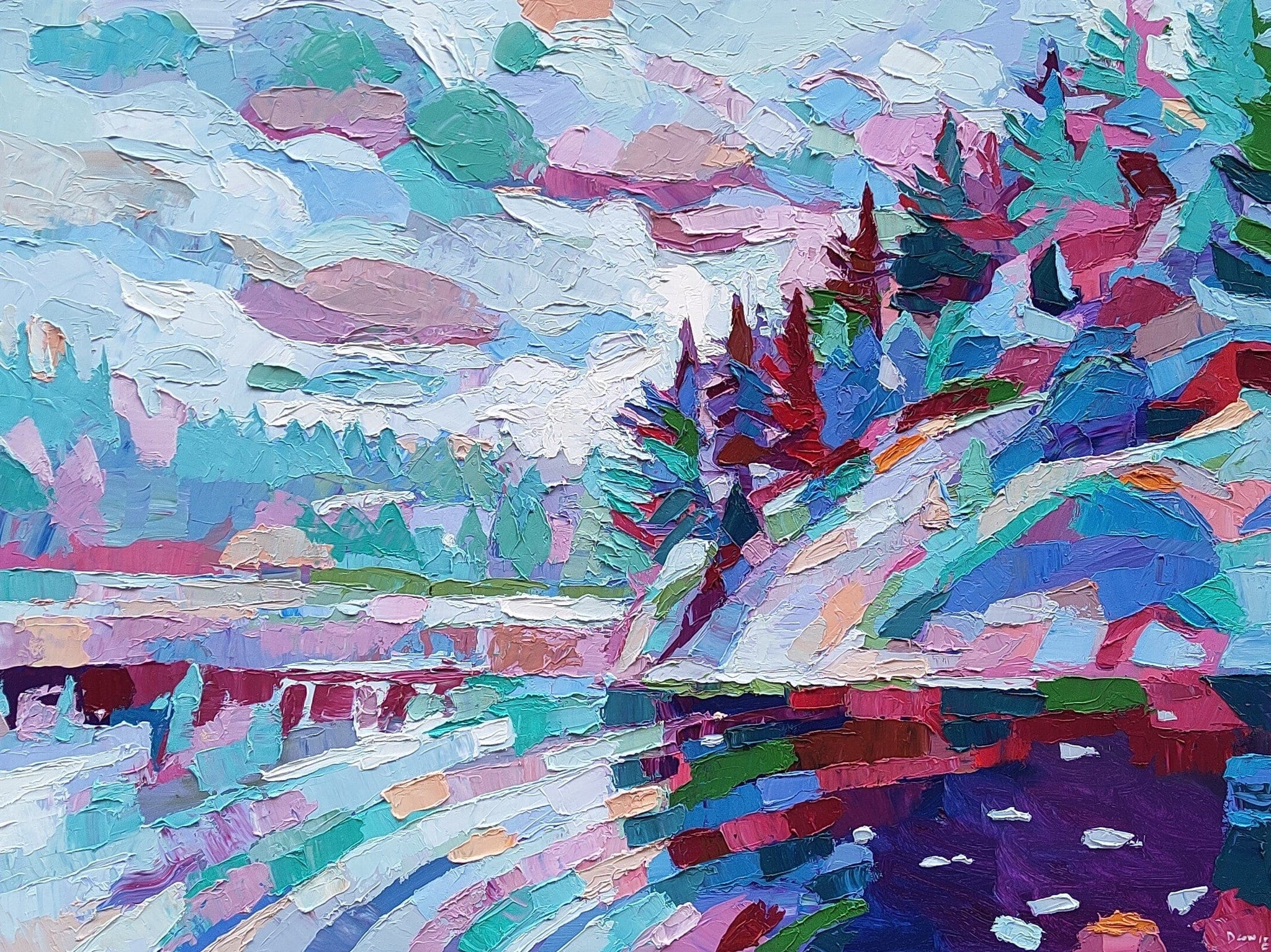 Dana Cowie Oeuvre original - Peinture 36x48 Temagami Light