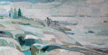 Dana Cowie Oeuvre original - Peinture 24x48 The Wind Picked Up