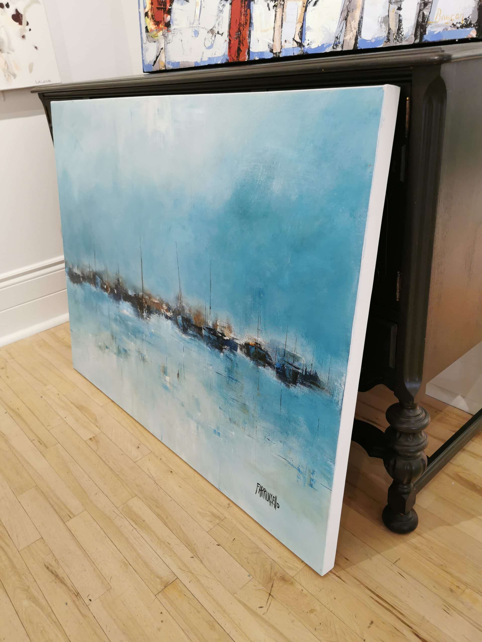 Farruggello Oeuvre original - Peinture 36x48 Le long du fleuve