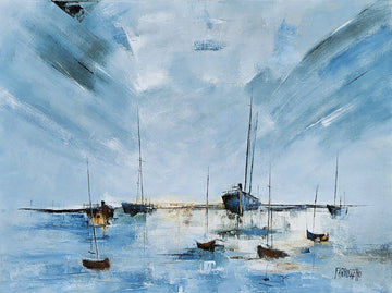 Farruggello Oeuvre original - Peinture 36x48 Les vieux bateaux