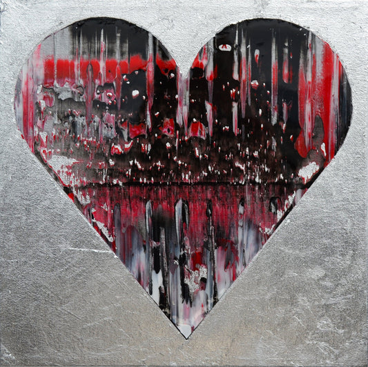 Isabelle Beaubien Oeuvre original - Peinture 12x12 Silver Heart
