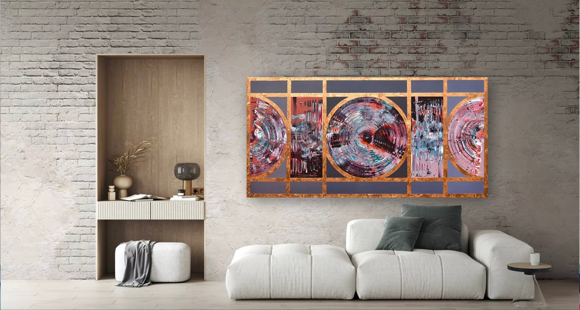Isabelle Beaubien Oeuvre original - Peinture 36x72 Trame dorée