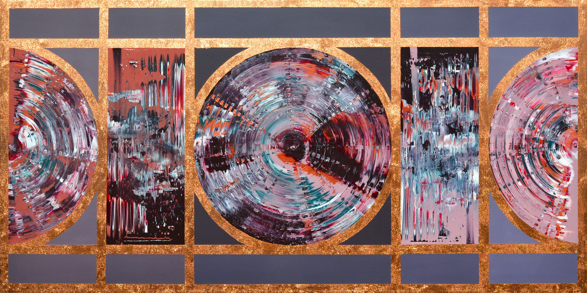 Isabelle Beaubien Oeuvre original - Peinture 36x72 Trame dorée
