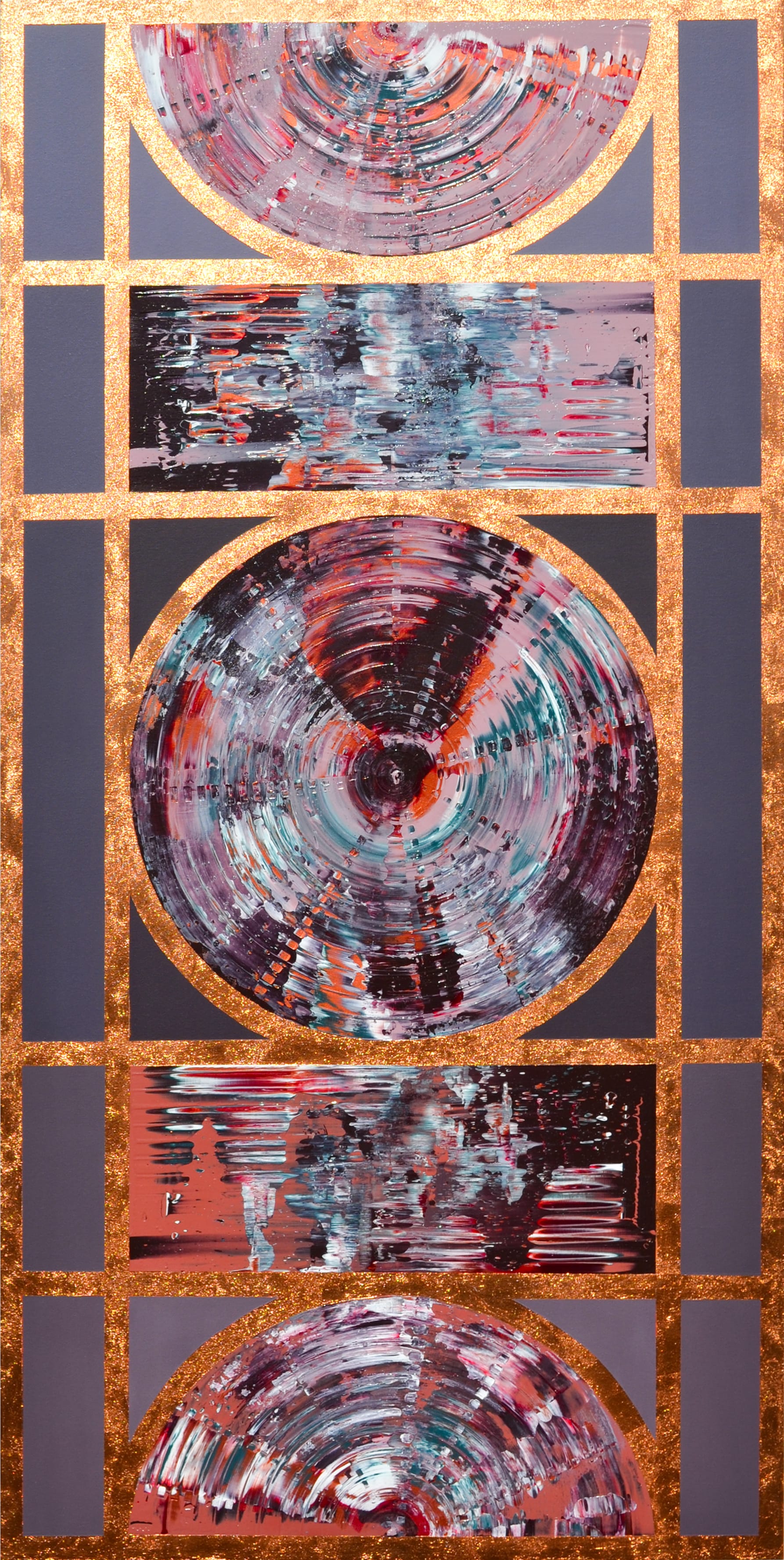 Isabelle Beaubien Oeuvre original - Peinture 36x72 Trame dorée
