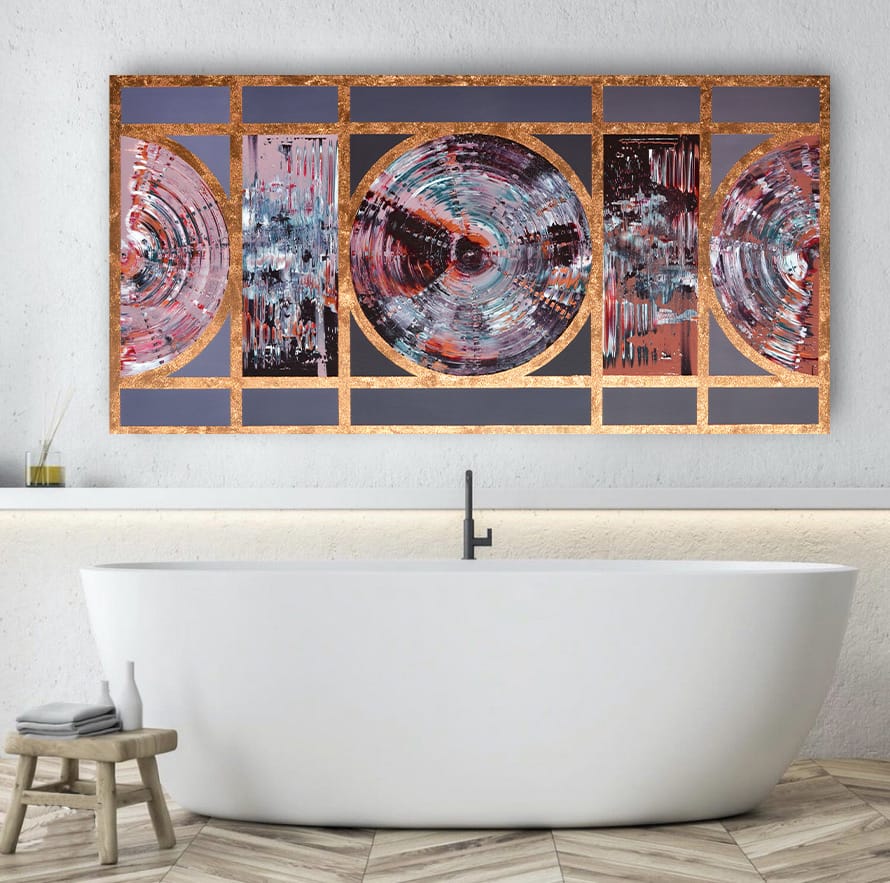 Isabelle Beaubien Oeuvre original - Peinture 36x72 Trame dorée