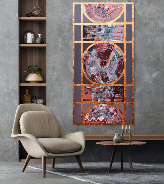 Isabelle Beaubien Oeuvre original - Peinture 36x72 Trame dorée
