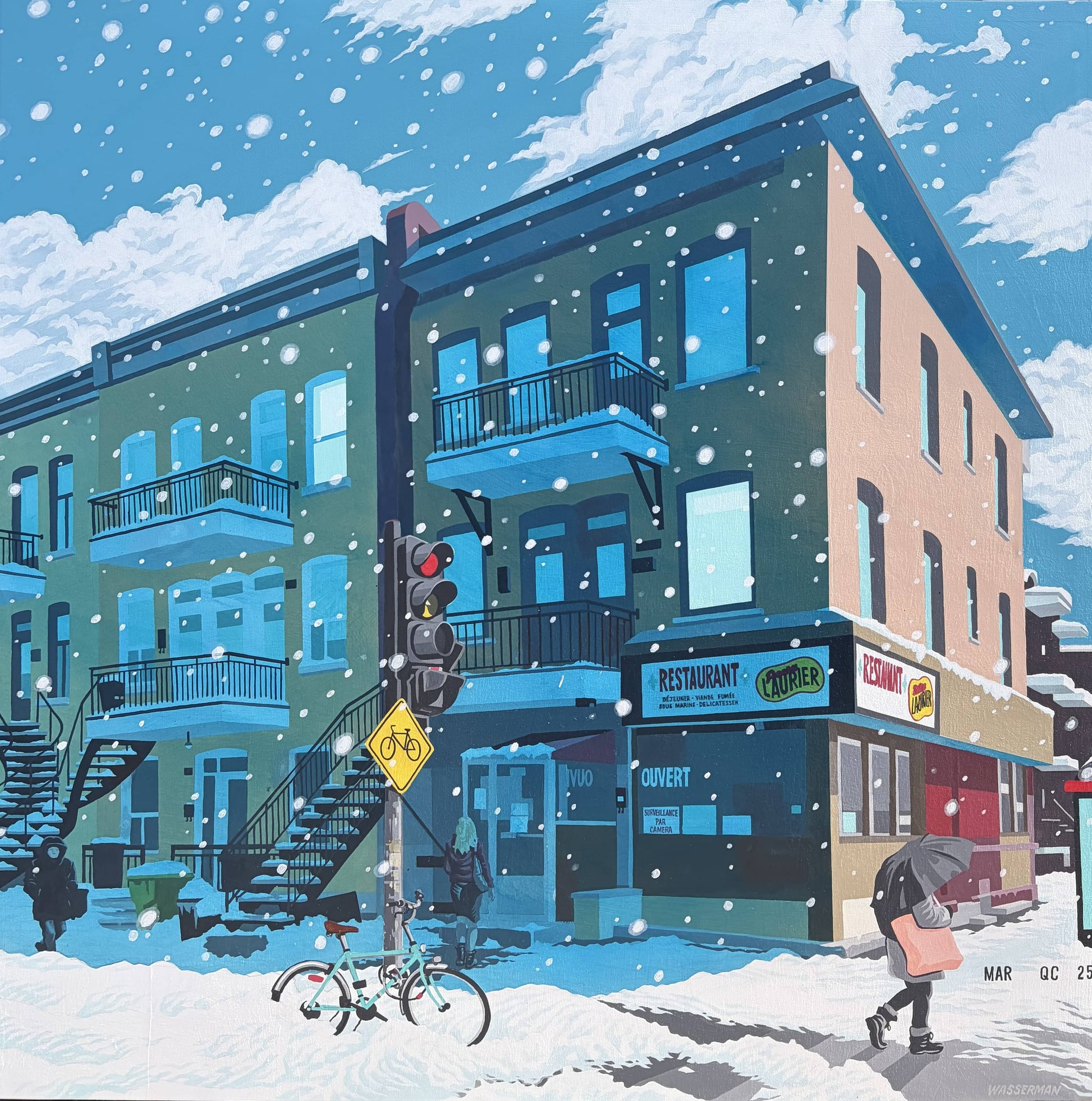 Jason Wasserman Oeuvre original - Peinture 42x42 Resto Laurier