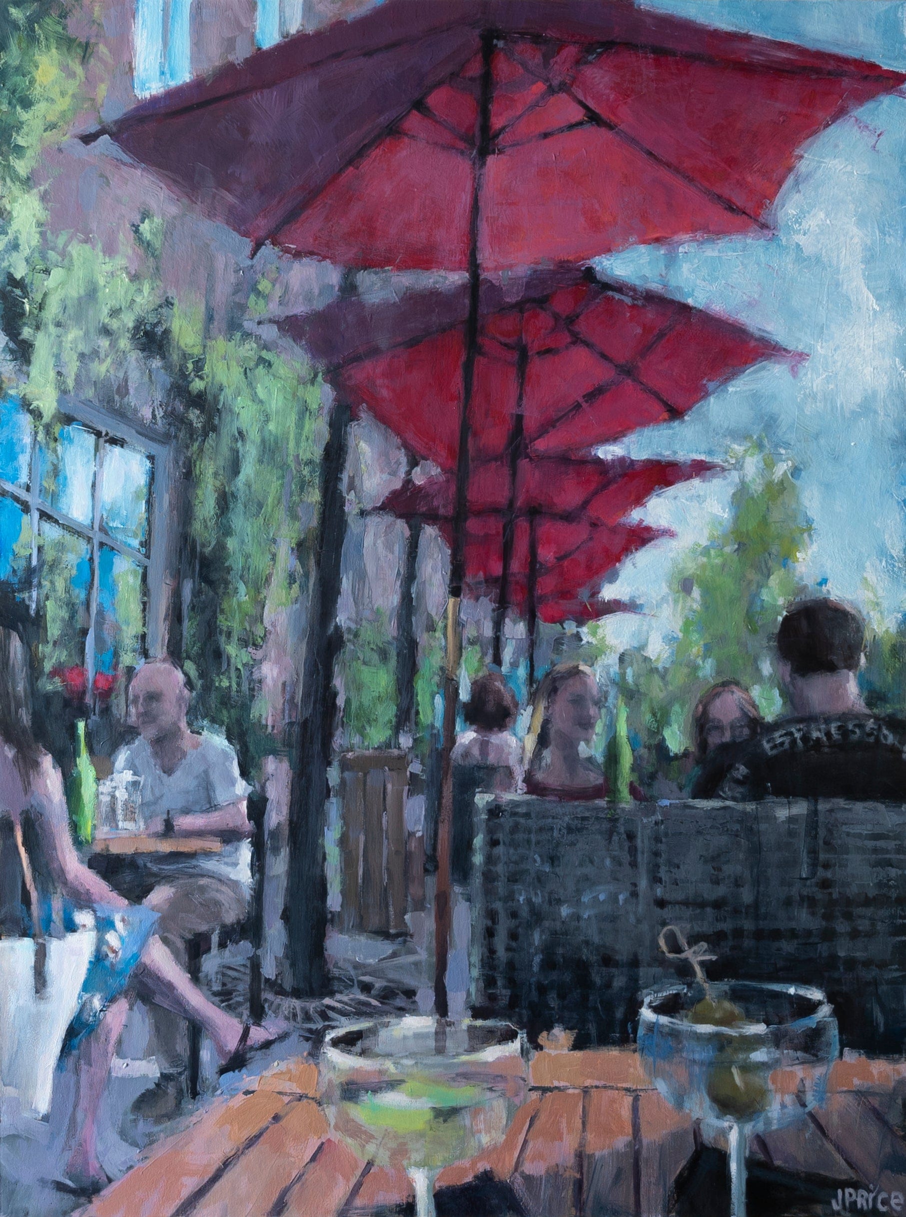 Jeremy Price Oeuvre original - Peinture 40x30 Burgundy Lion Martini's