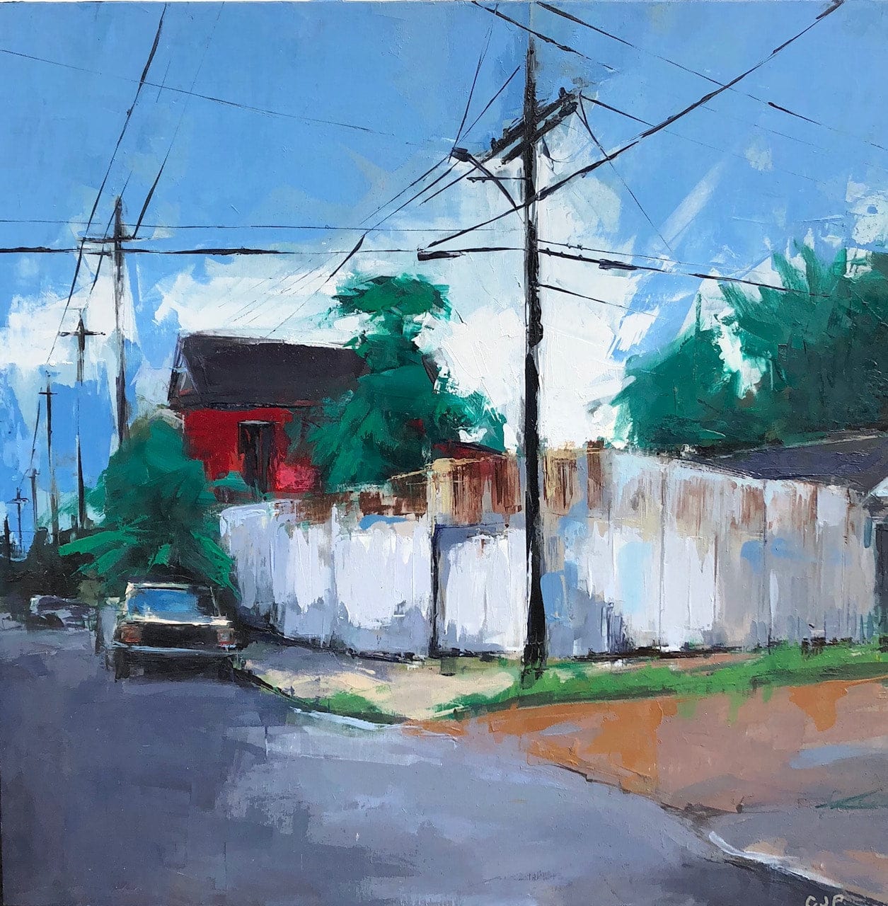 Jeremy Price Oeuvre original - Peinture 24x24 Burgundy Street, Nola