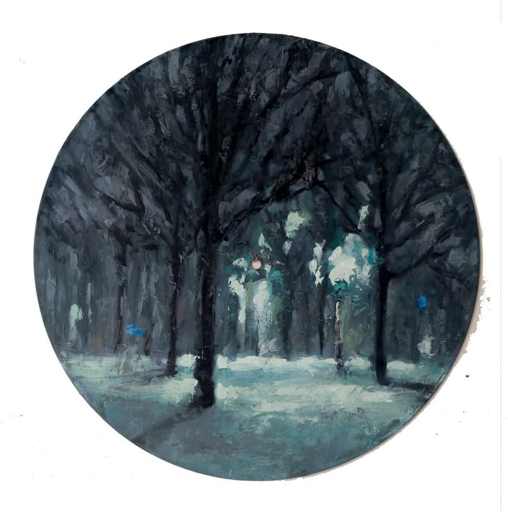 Jeremy Price Oeuvre original - Peinture 12" Diam. George Etienne Park