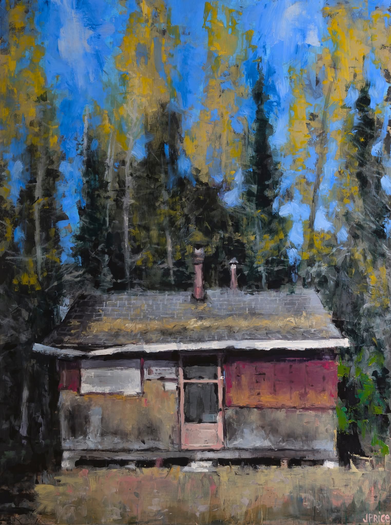 Jeremy Price Oeuvre original - Peinture 40x30 Kilometer #49 Tamaracks