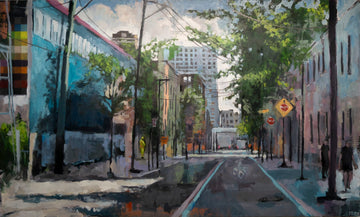 Jeremy Price Oeuvre original - Peinture 36x60 Morning commute east on rue Ottawa