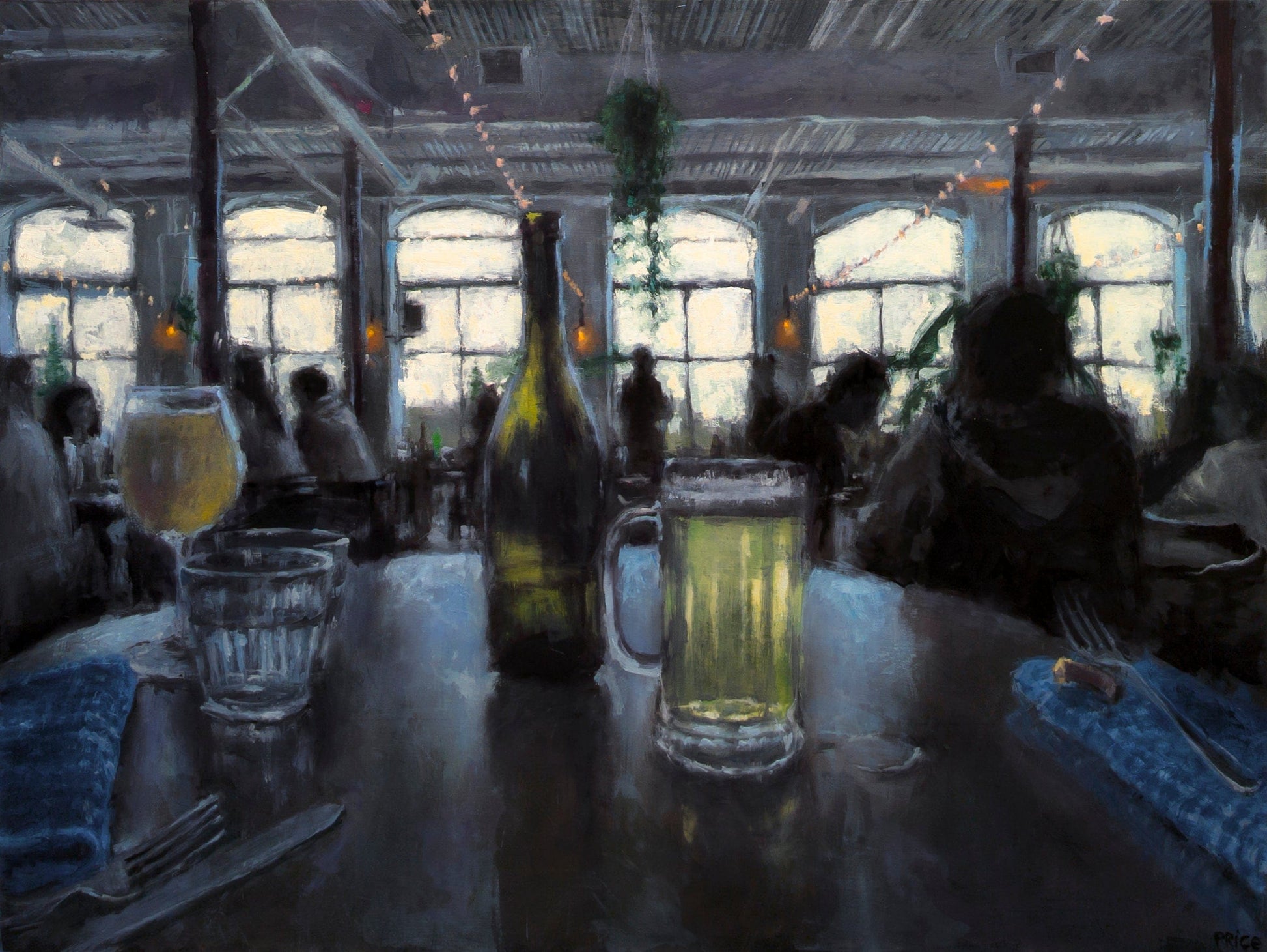 Jeremy Price Oeuvre original - Peinture 36x48 There's Stuff Out There (McKiernan Luncheonette)