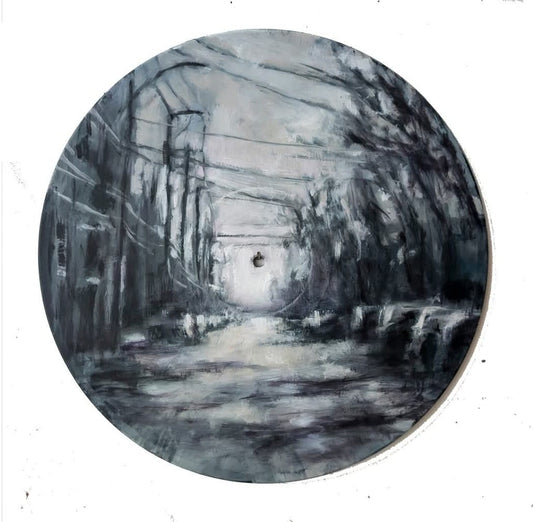 Jeremy Price Oeuvre original - Peinture 12" Diam. Verdun Winter