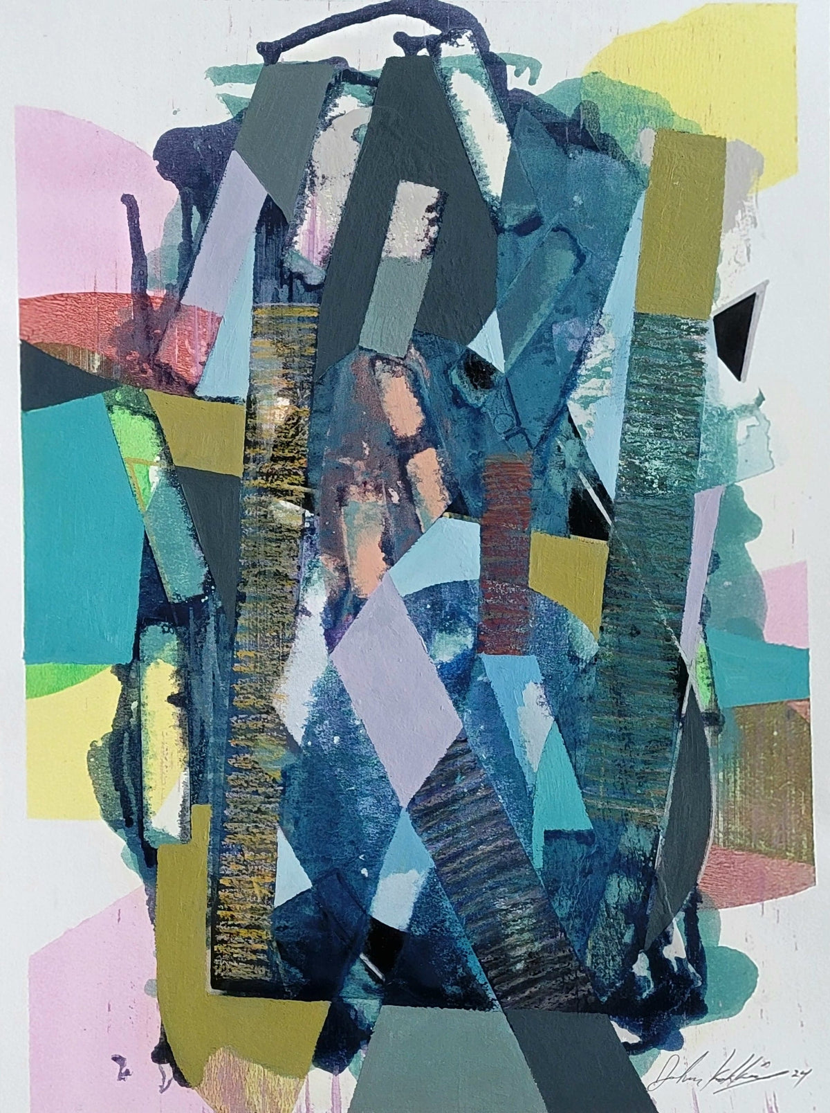 John Kokkinos Oeuvre original - Peinture 23x17 Oceanic Excavation